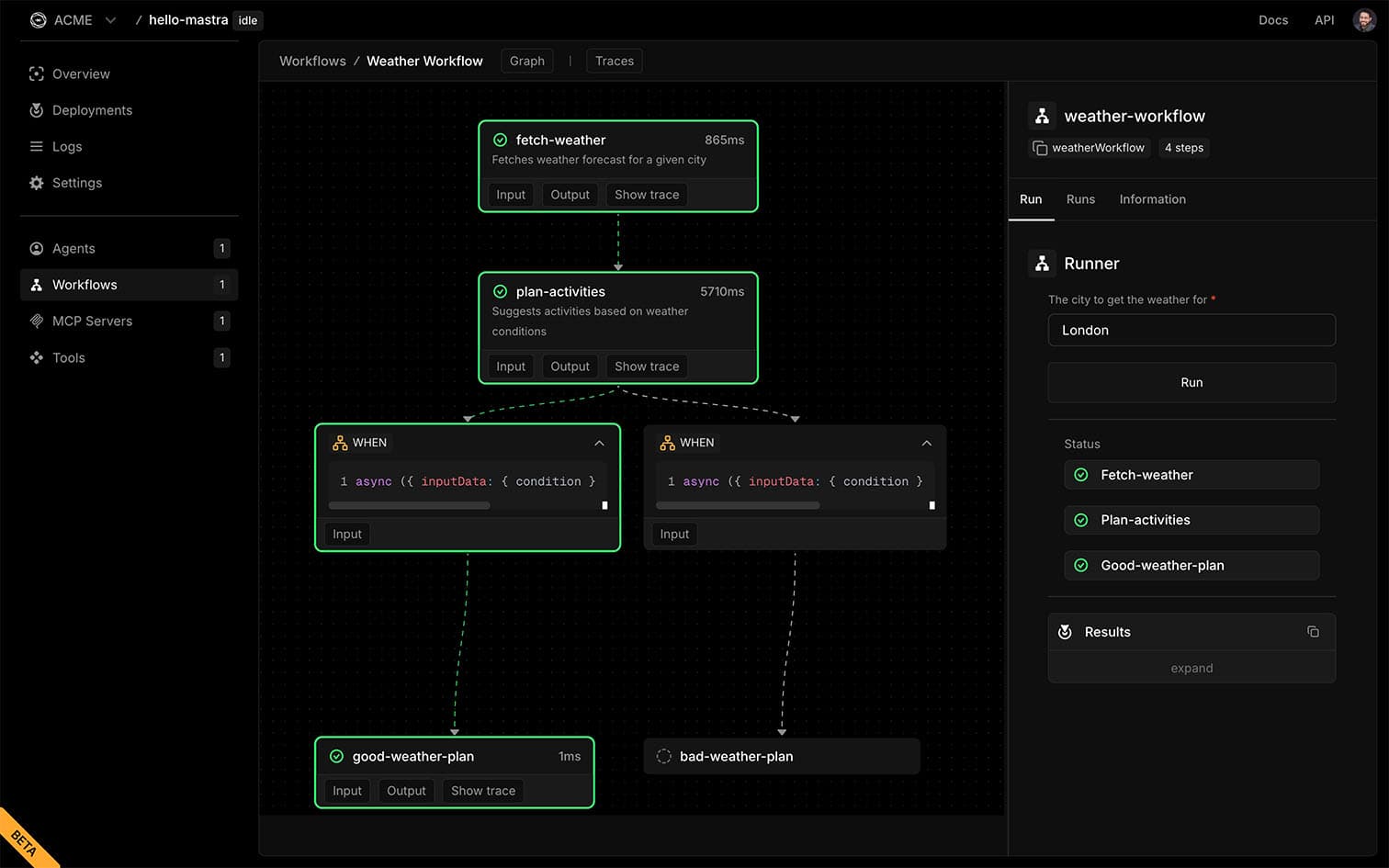 Dashboard playground workflows