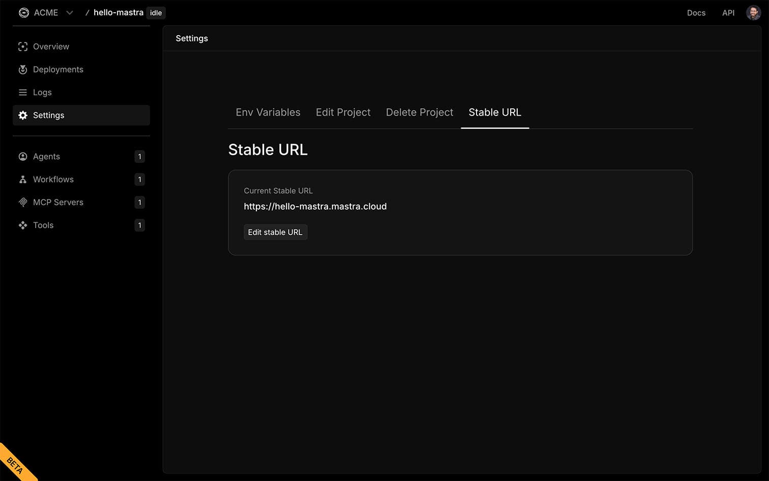 Dashboard settings