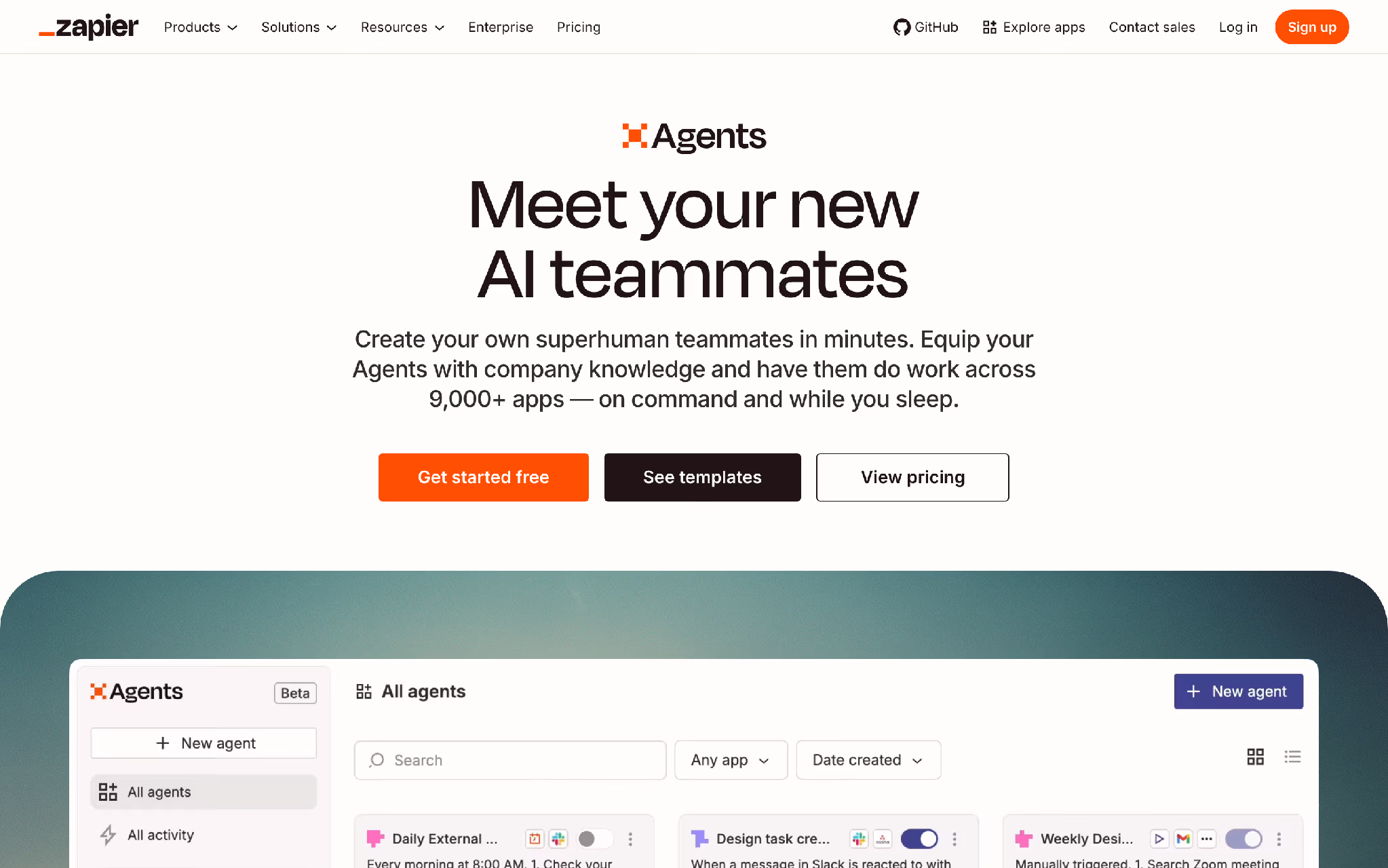Zapier Agents: AI teammates that work across thousands of connected apps.