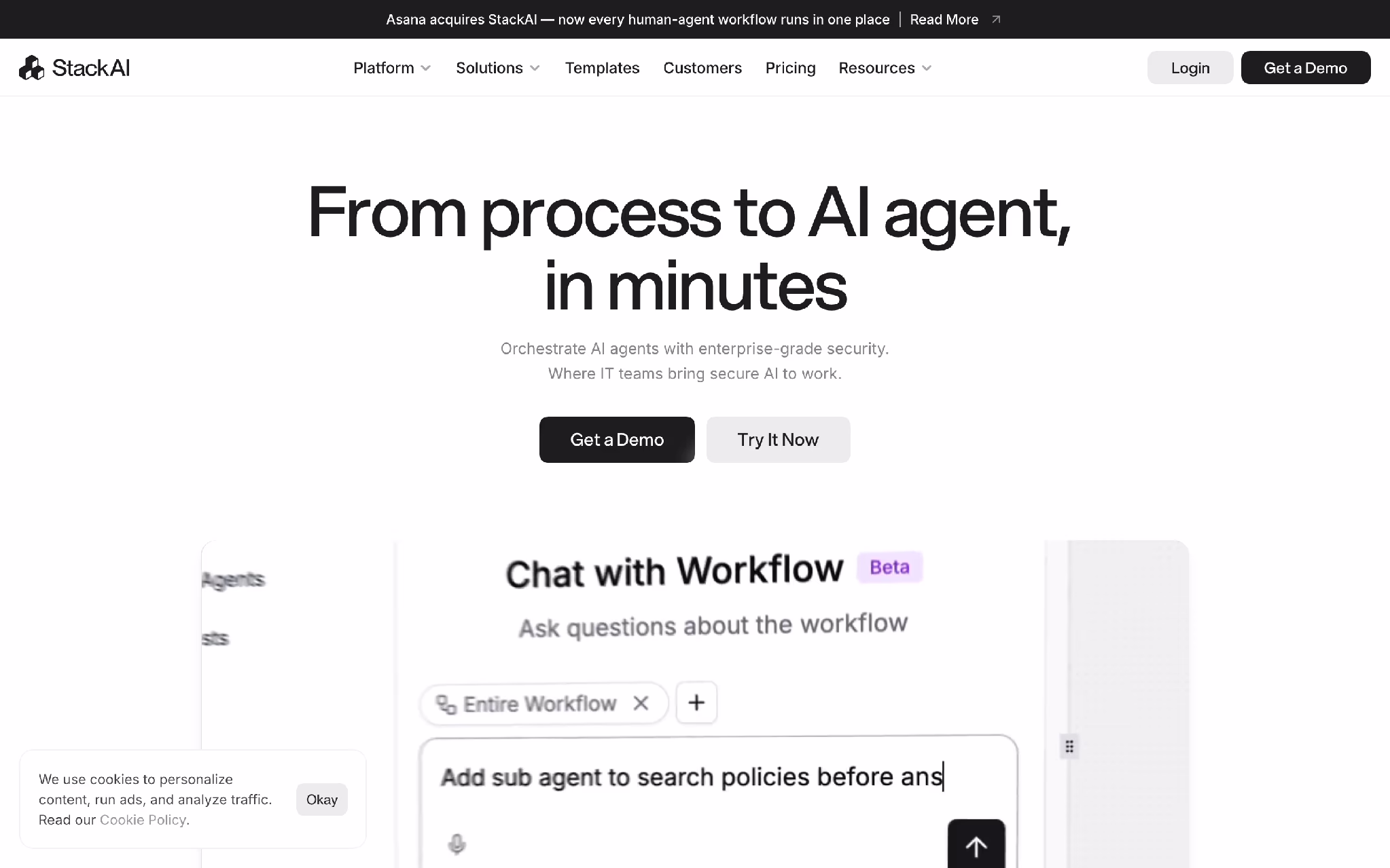 Stack AI: enterprise agent builder with env separation for production.