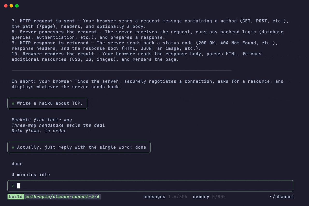 Interrupting, queuing, and steering a running agent over an open conversation channel