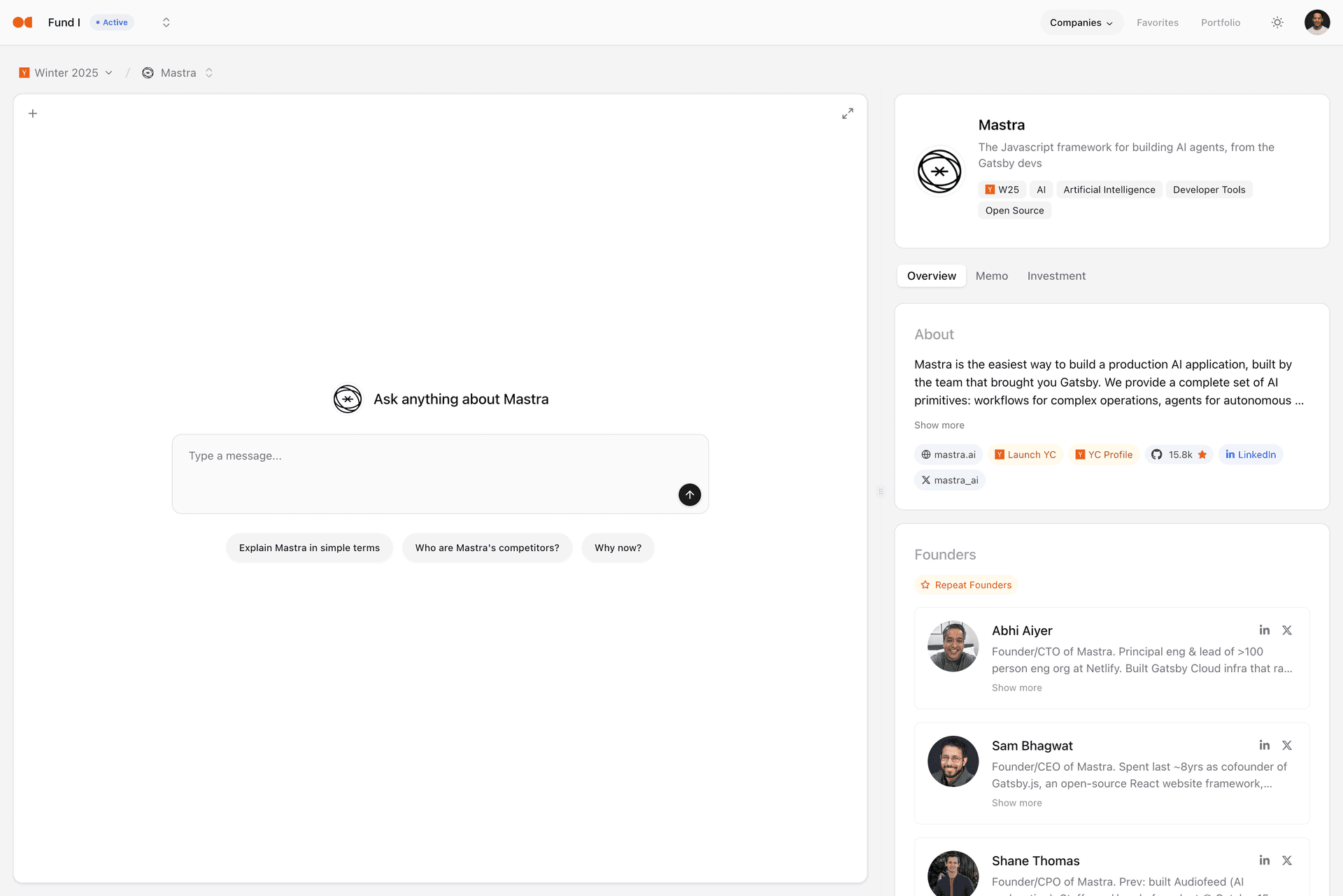 Orange Collective VC Dashboard