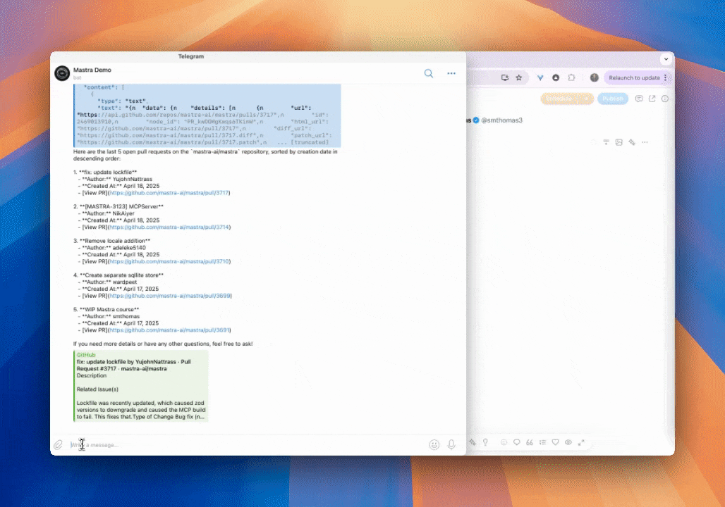 Personal Assistant Telegram Tweet demo