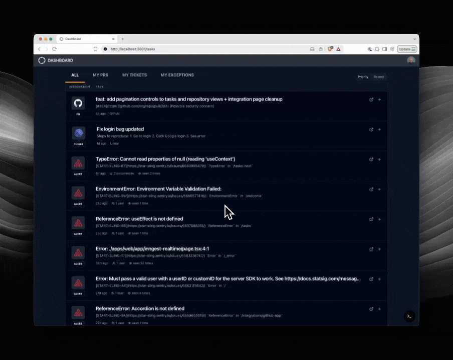 Starsling Autofix feature in action