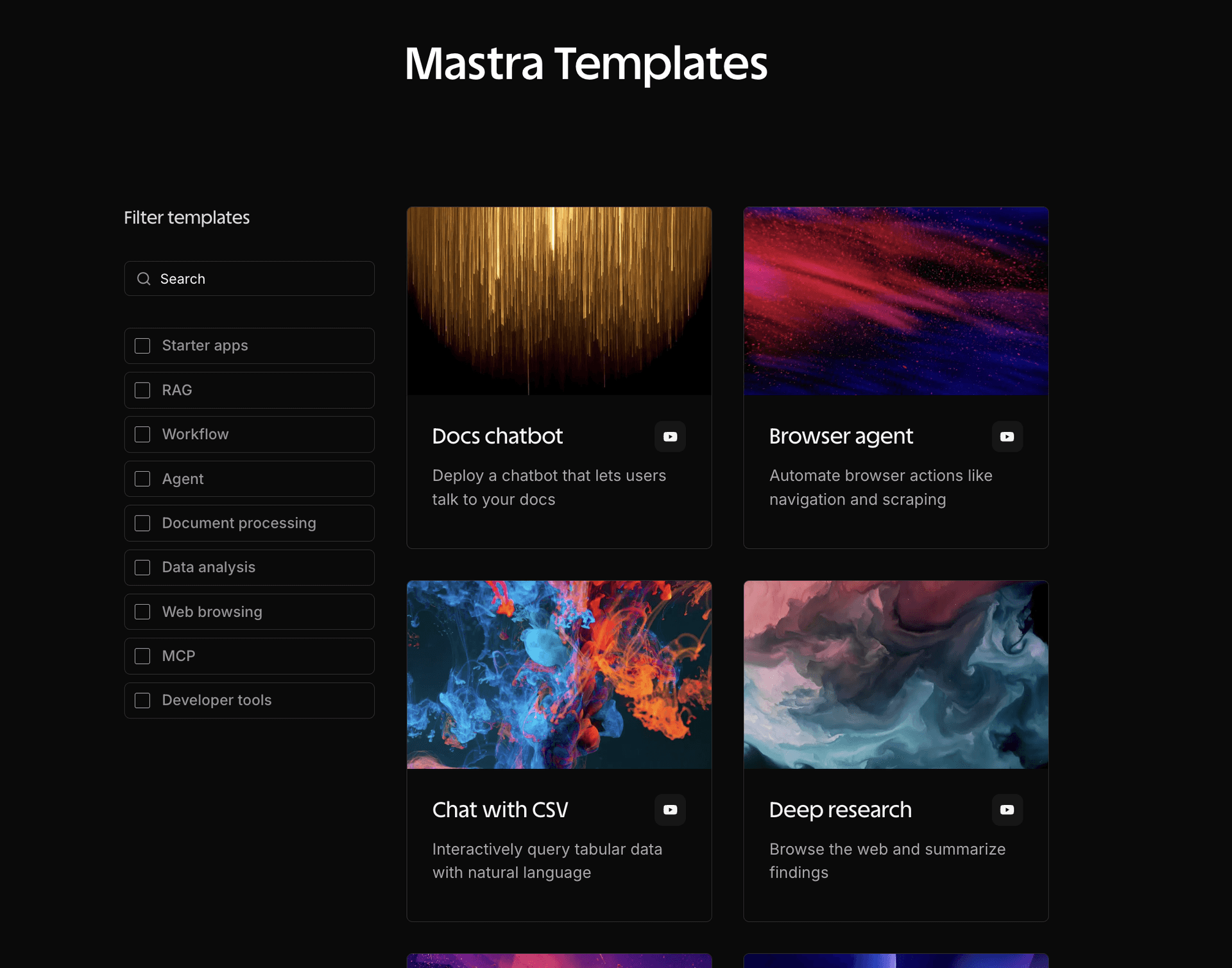 Mastra Templates library