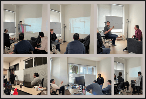 Collage of Mastra whiteboarding sessions