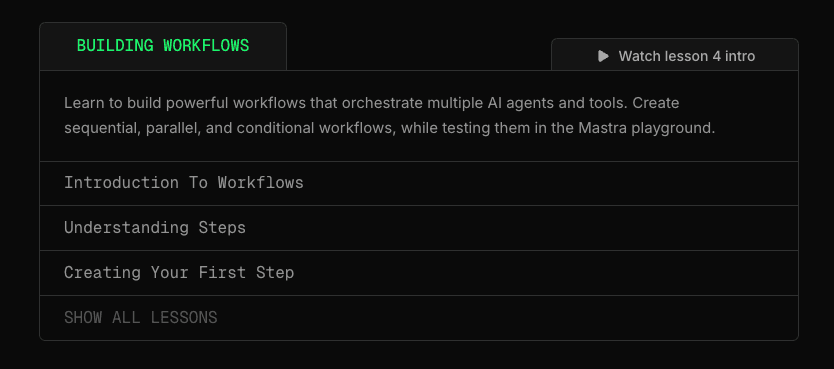 Mastra 101 Lesson 4 - Building Powerful Workflows