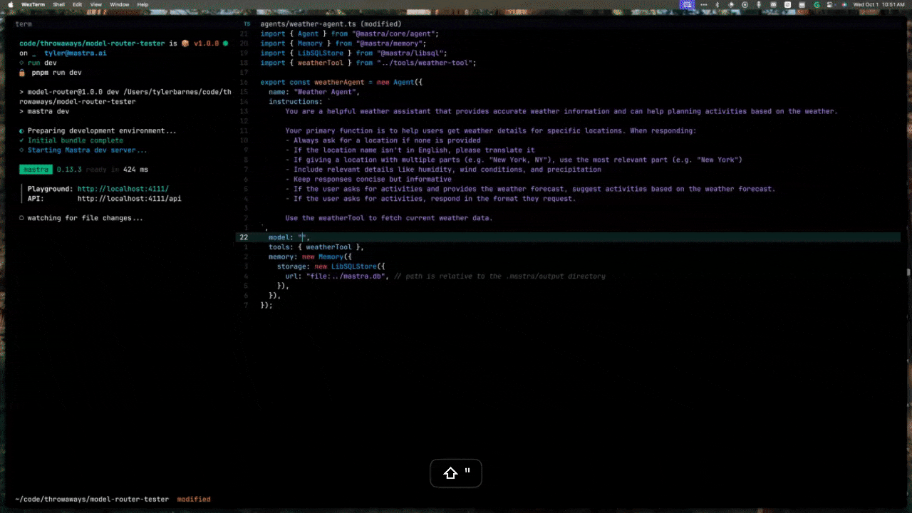 TypeScript autocomplete showing available models in IDE
