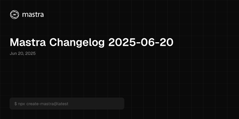 Mastra Changelog 2025-06-20