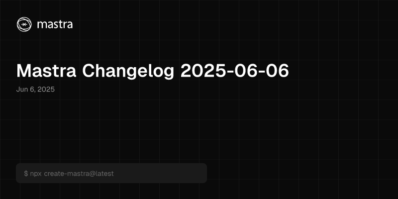 Mastra Changelog 2025-06-06