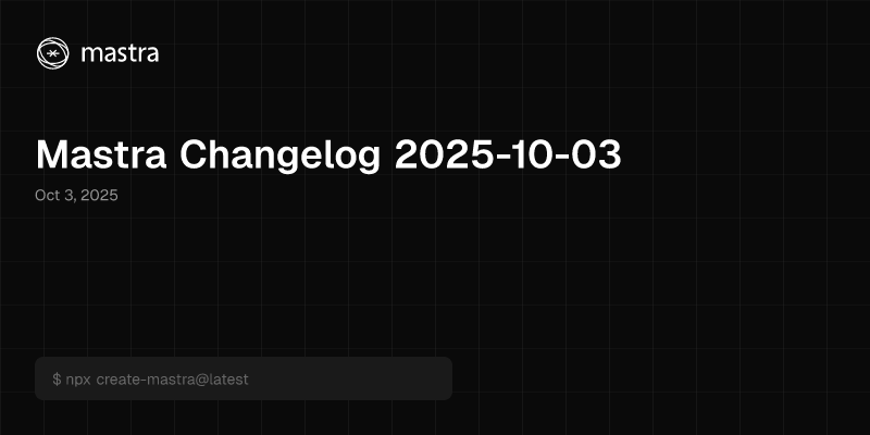 Mastra Changelog 2025-10-03