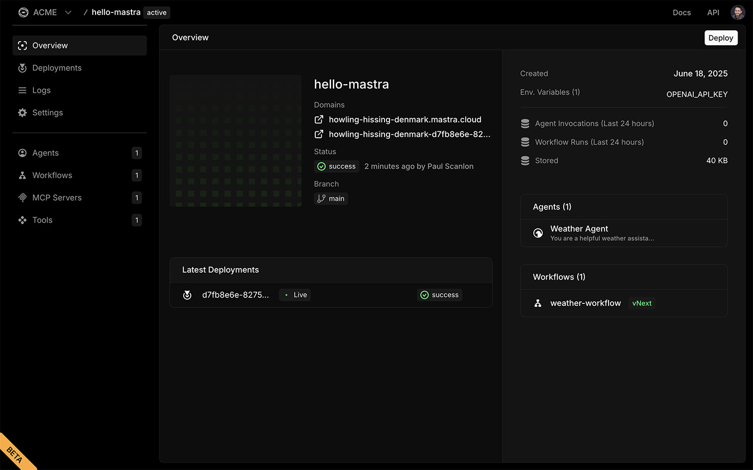 Successful deployment